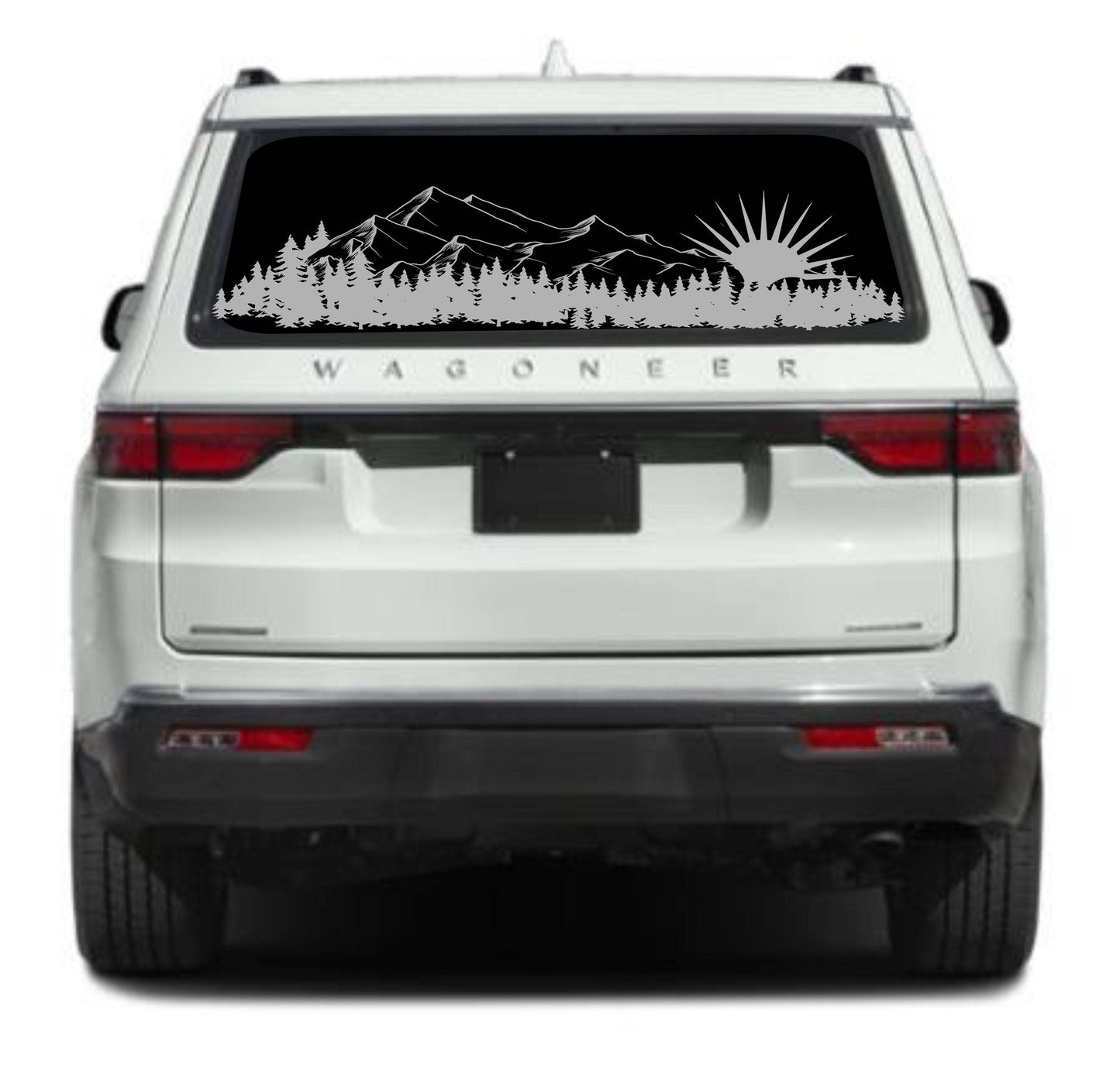 Mountain Silhouette Vinyl Decal for Jeep Wagoneer's Rear Window
