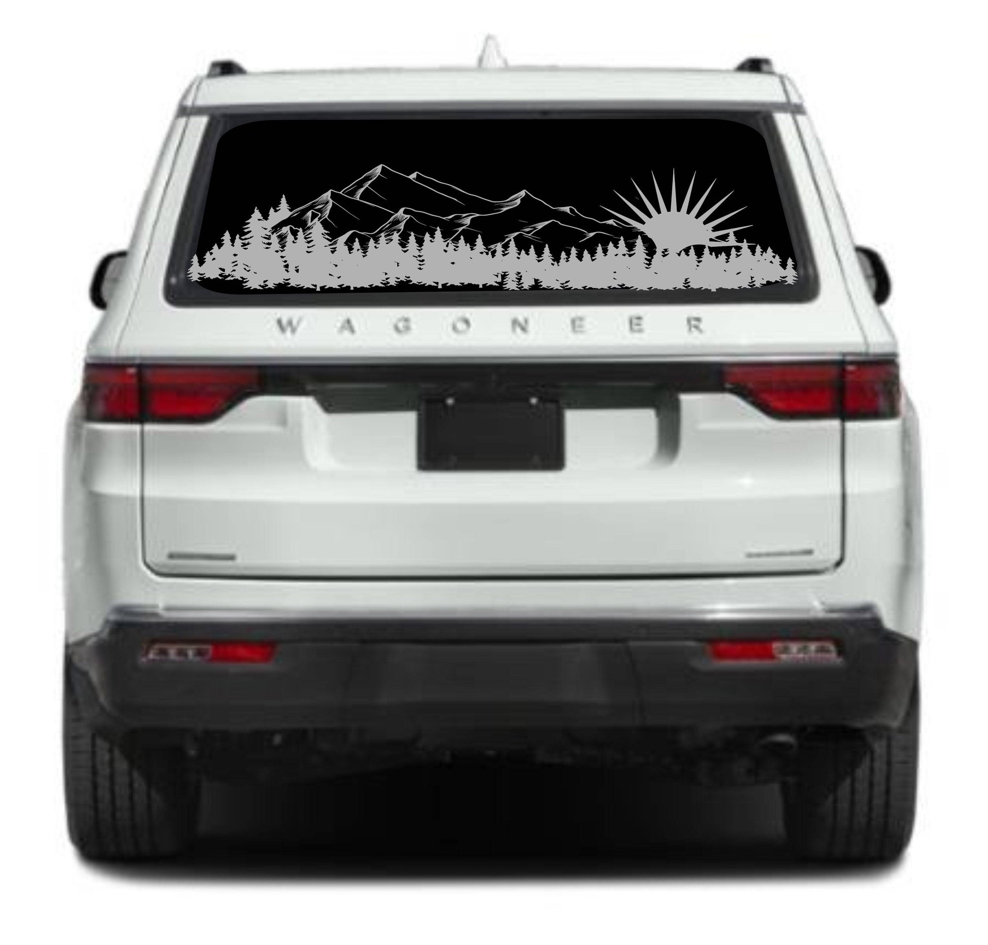 Mountain Silhouette Vinyl Decal for Jeep Wagoneer's Rear Window