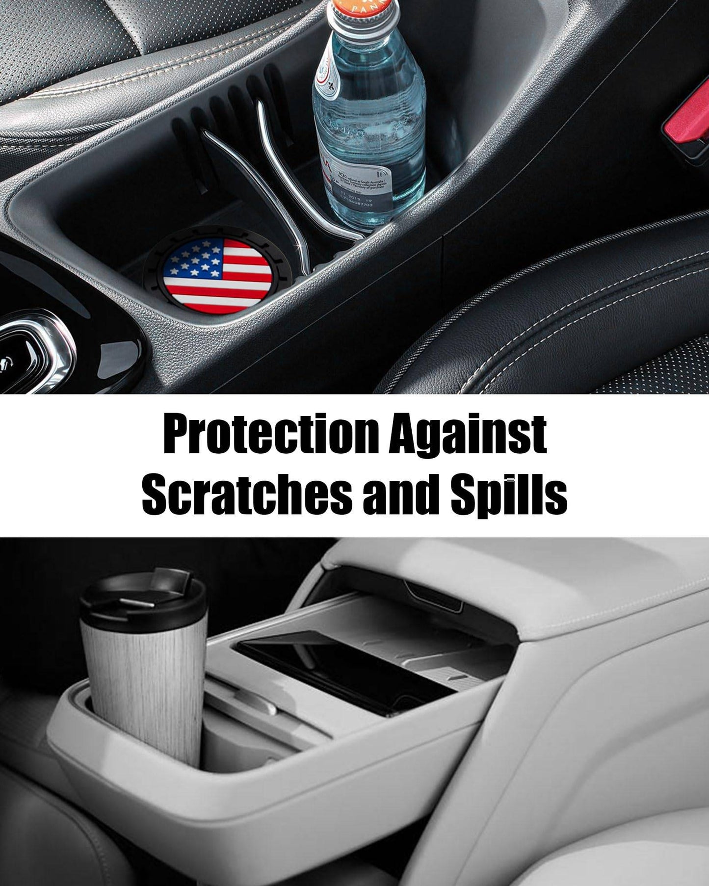 Car Cup Holder Coasters 4 Pack - American Flag 2.75 Inch Anti Slip Shockproof Drink Mat - Vehicle Interior Decor Accessories Colorful