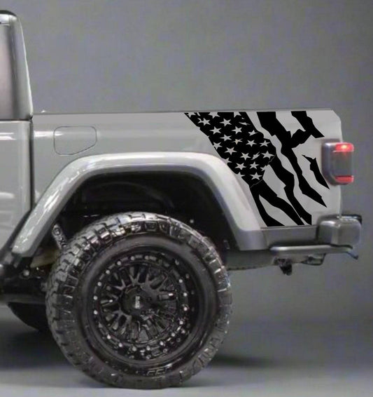 Distressed American Flag Decal for Jeep Gladiator Truck Bed 