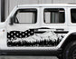 Distressed American Flag Mountain Silhouette Decals for Jeep Wrangler JL, JK (4-Door) Doors