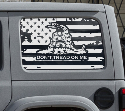 American Flag " Don't Tread On Me" Decals for Jeep Wrangler JL, JK (4-Door/2-Door) Rear Side Windows