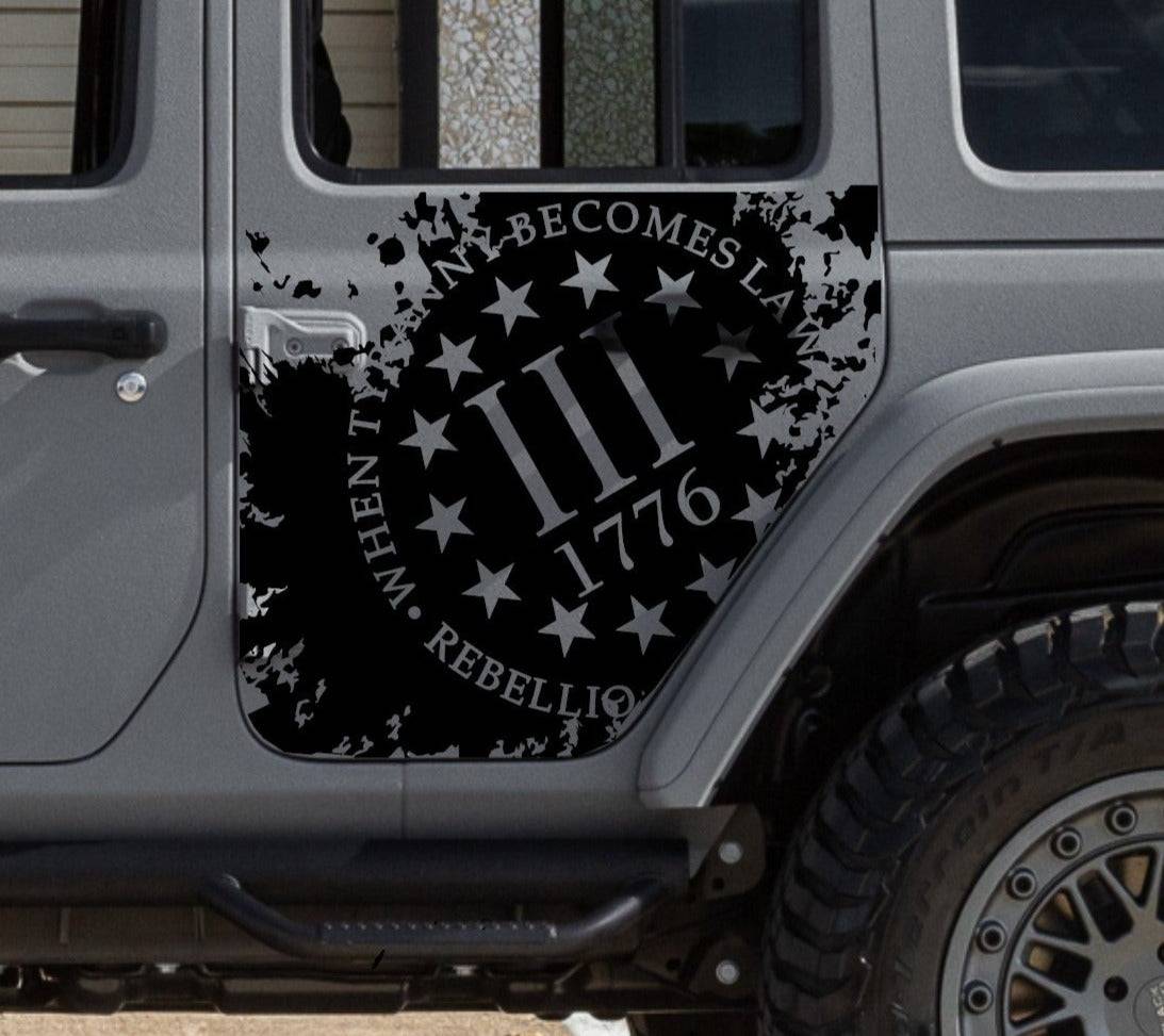 When Tyranny Becomes Law Rebellion Becomes Duty Patriot Party of the United States Lion Party 1776 Decal Stickers Patriotic Decals For Jeep Wrangler JL 4-Door