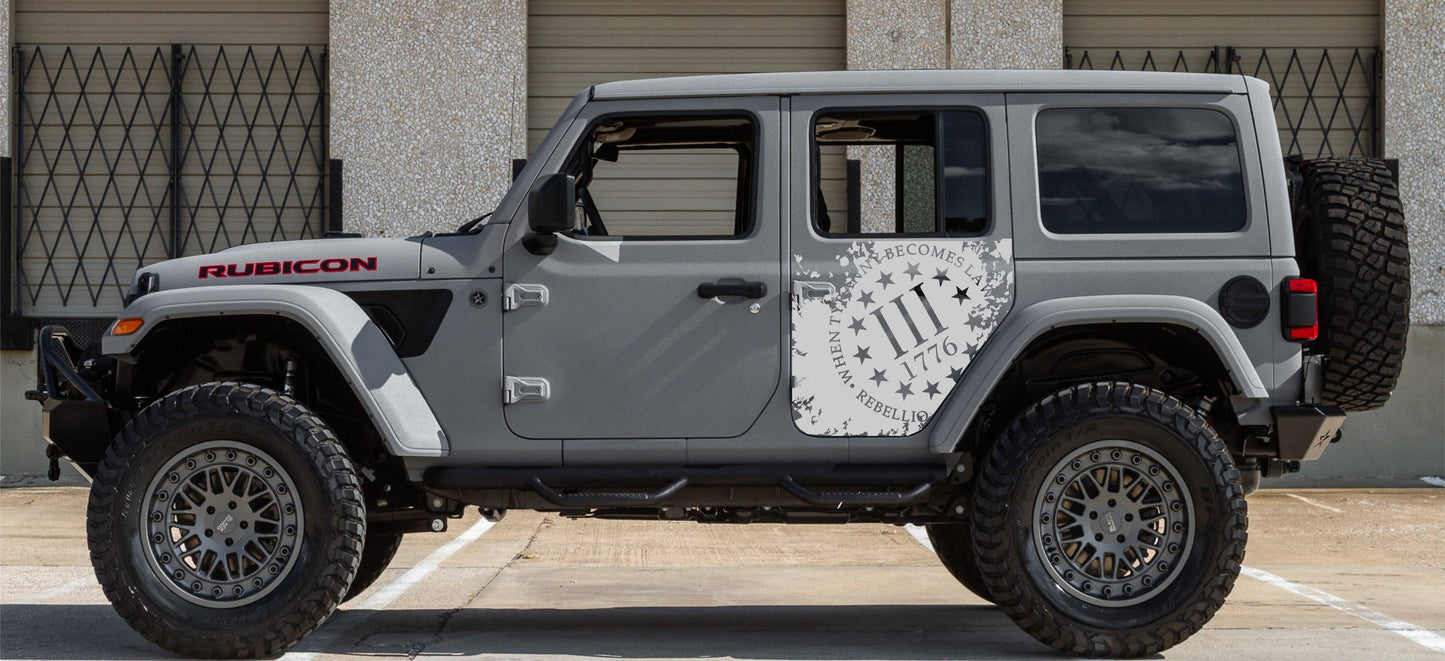 When Tyranny Becomes Law Rebellion Becomes Duty Patriot Party of the United States Lion Party 1776 Decal Stickers Patriotic Decals For Jeep Wrangler JL 4-Door