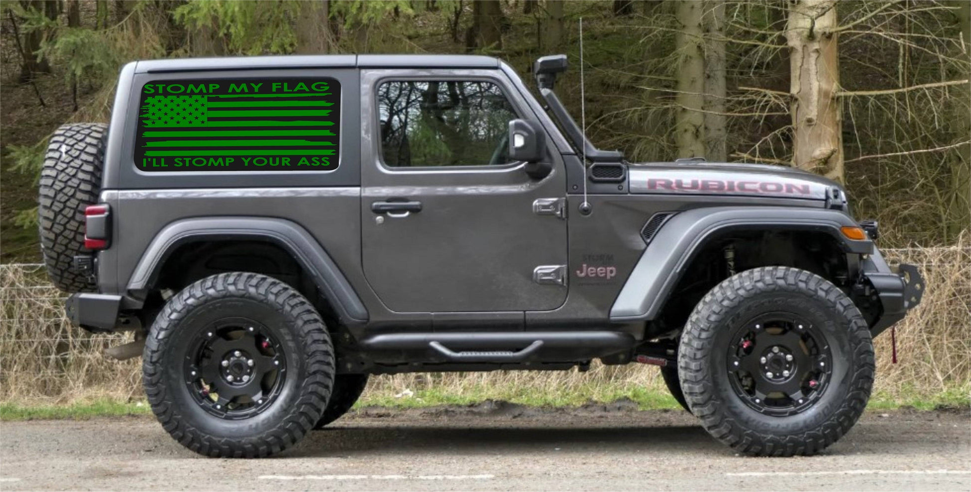 Set of Distressed American Flag Decals for Jeep Wrangler JL JK 2-Door 4-door Rear Side Windows stomp my flag i'll stomp your ass car stickers 