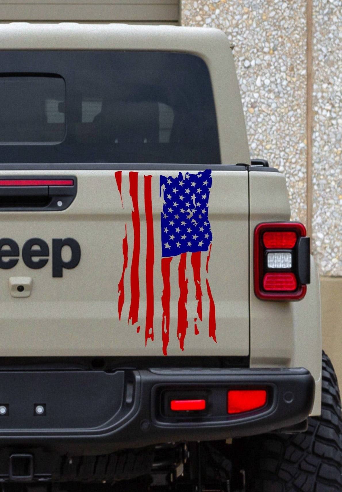 Distressed American Flag Vinyl Decal for Jeep Gladiator's Tailgate
