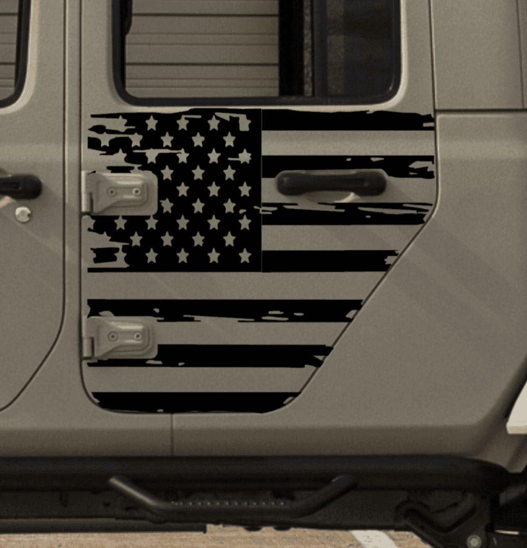 SET OF AMERICAN FLAG VINYL DECAL FOR JEEP GLADIATORS SIDE DOORS