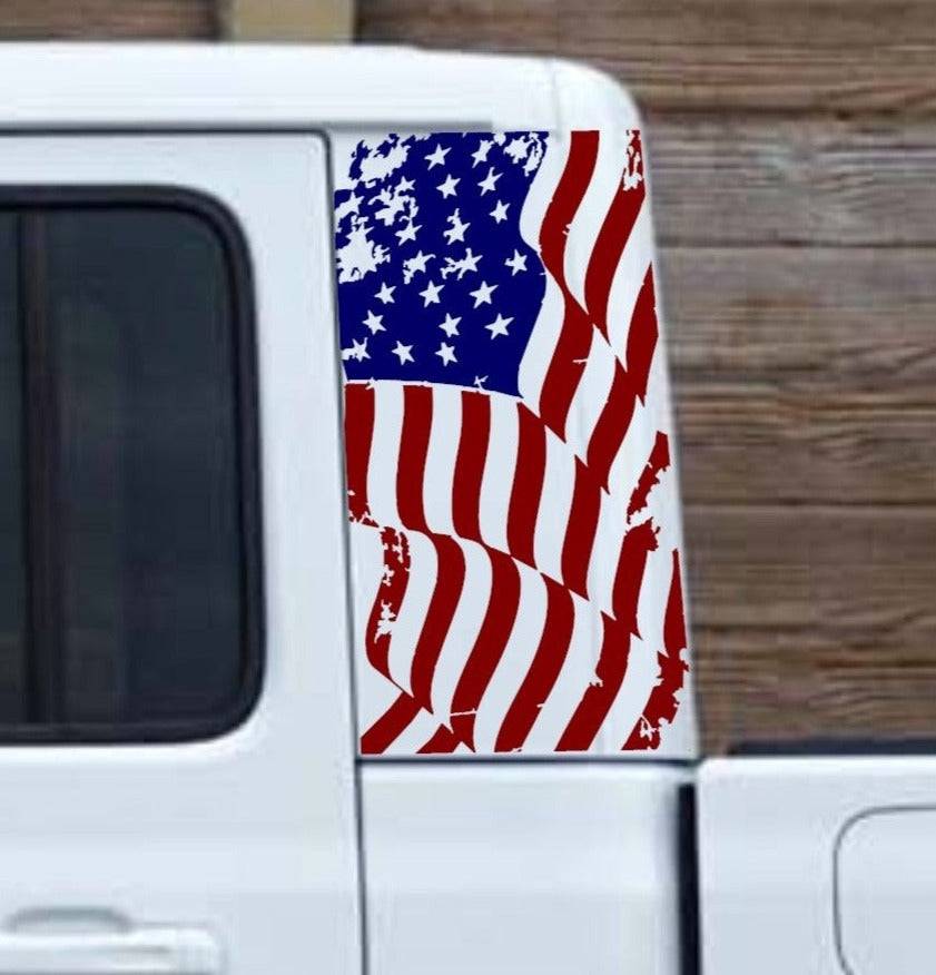 2x Distressed American Flag Side Vinyl Decals For Jeep Gladiator – Made In USA