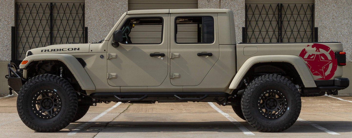 Jeep Gladiator Decals Military Star Stickers Patriotic (Side Bed Decals)