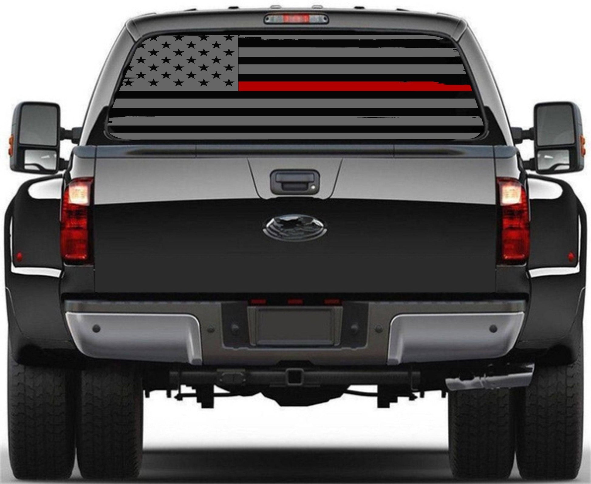 "Red Lives Matter" Distressed American Flag Decal for Any Trucks, SUV's Rear Window. Sizes Available.