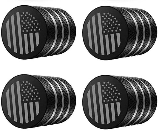 4pc. American Flag Tire Valve Stem Caps Car Tire Caps Corrosion Resistant Leak Proof Heavy Duty Anodized Alloy Universal for Car Bike Truck Motorcycle