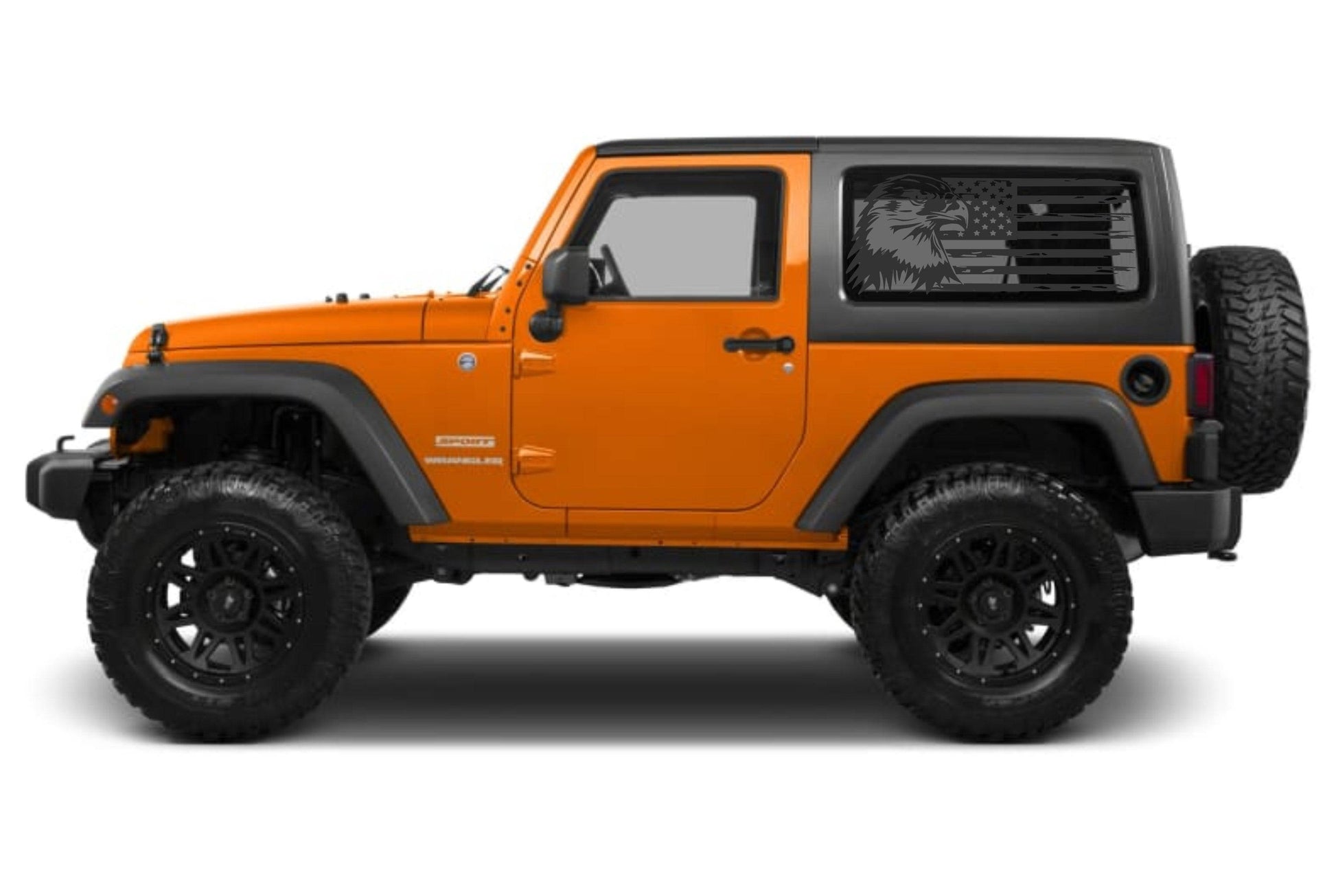 SET OF AMERICAN EAGLE FLAG  VINYL DECAL FOR JEEP WRANGLER 2-DOOR JL SIDE REAR WINDOWS