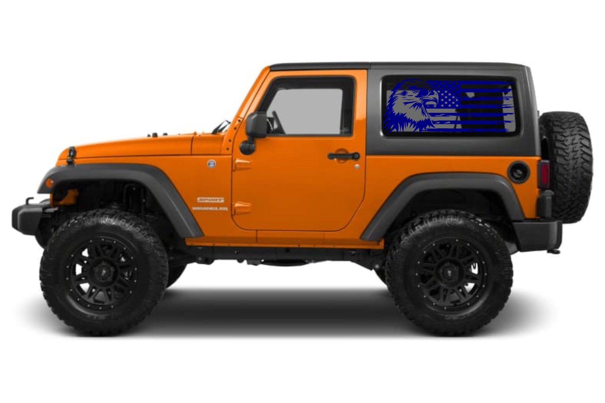 SET OF AMERICAN EAGLE FLAG  VINYL DECAL FOR JEEP WRANGLER 2-DOOR JL SIDE REAR WINDOWS