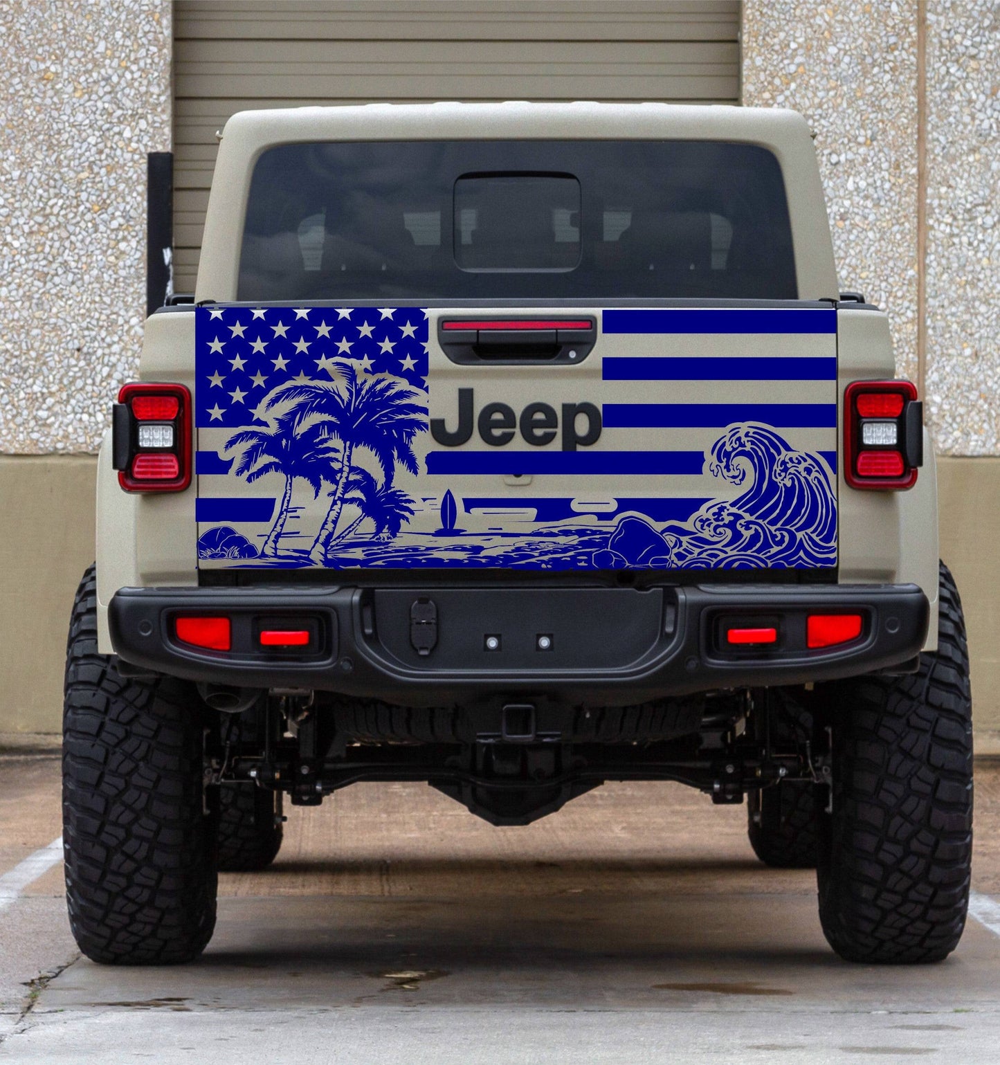Jeep Gladiator Decal Beach American Flag Tailgate Decal Stickers 