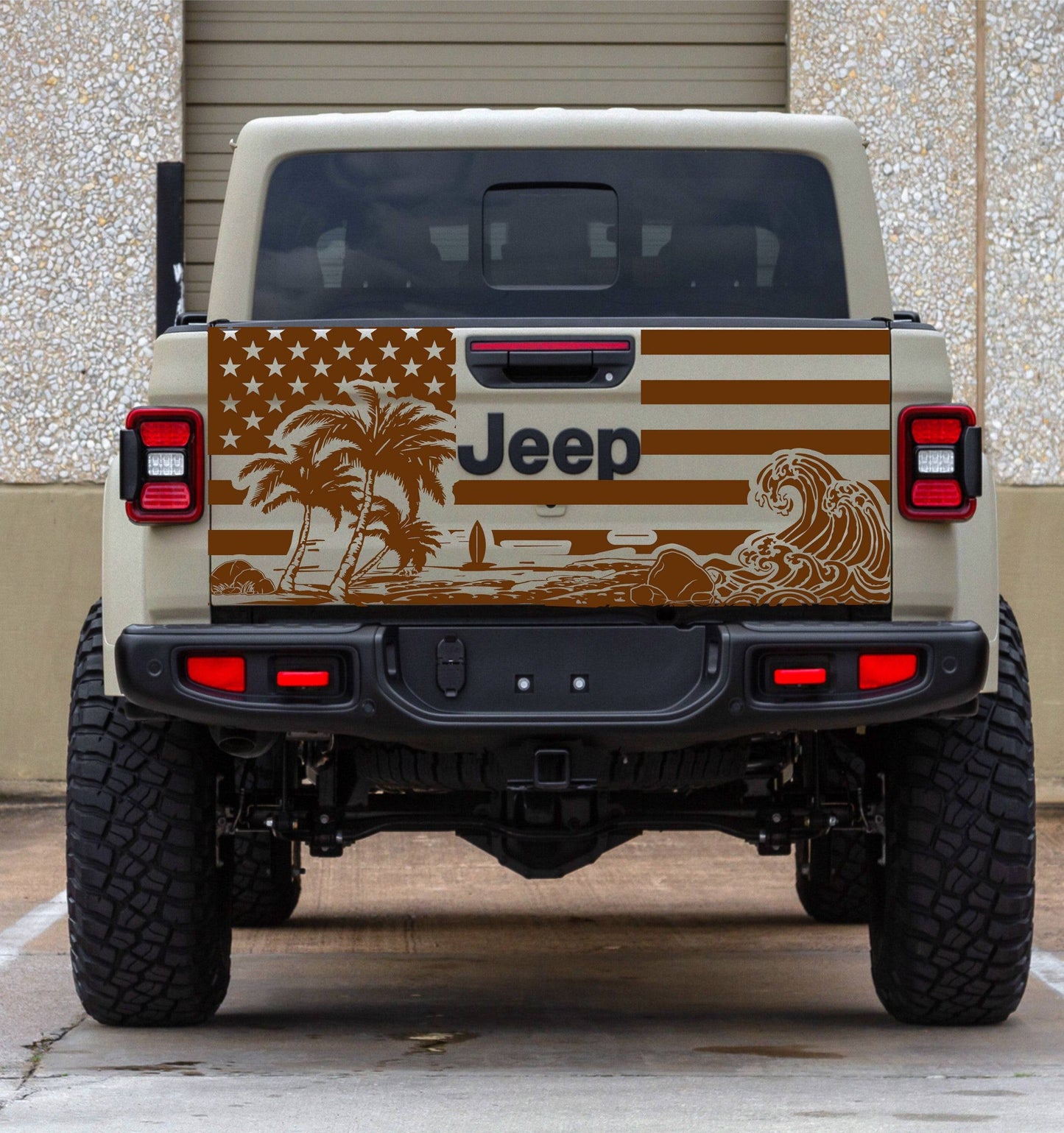 Jeep Gladiator Decal Beach American Flag Tailgate Decal Stickers 