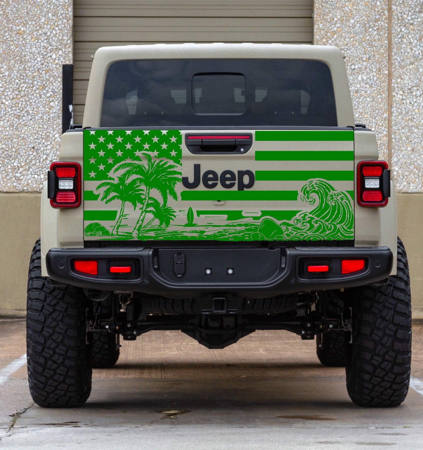 Jeep Gladiator Decal Beach American Flag Tailgate Decal Stickers 