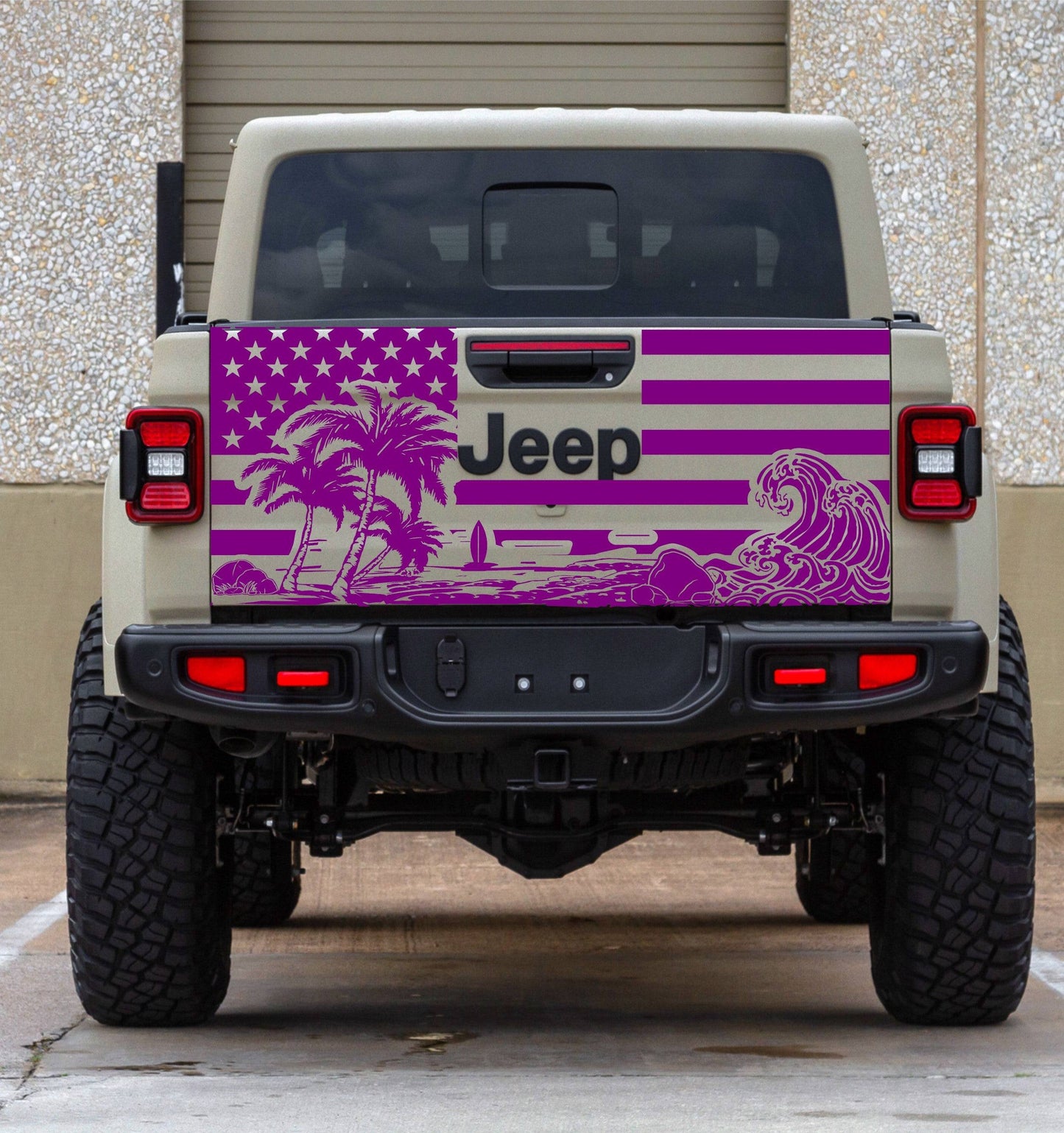 Jeep Gladiator Decal Beach American Flag Tailgate Decal Stickers 