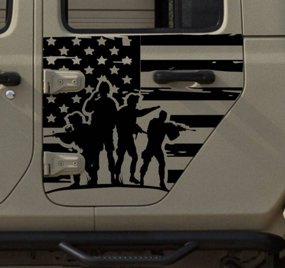 Set of American Flag Stickers Decal For Jeep Gladiator Side Doors