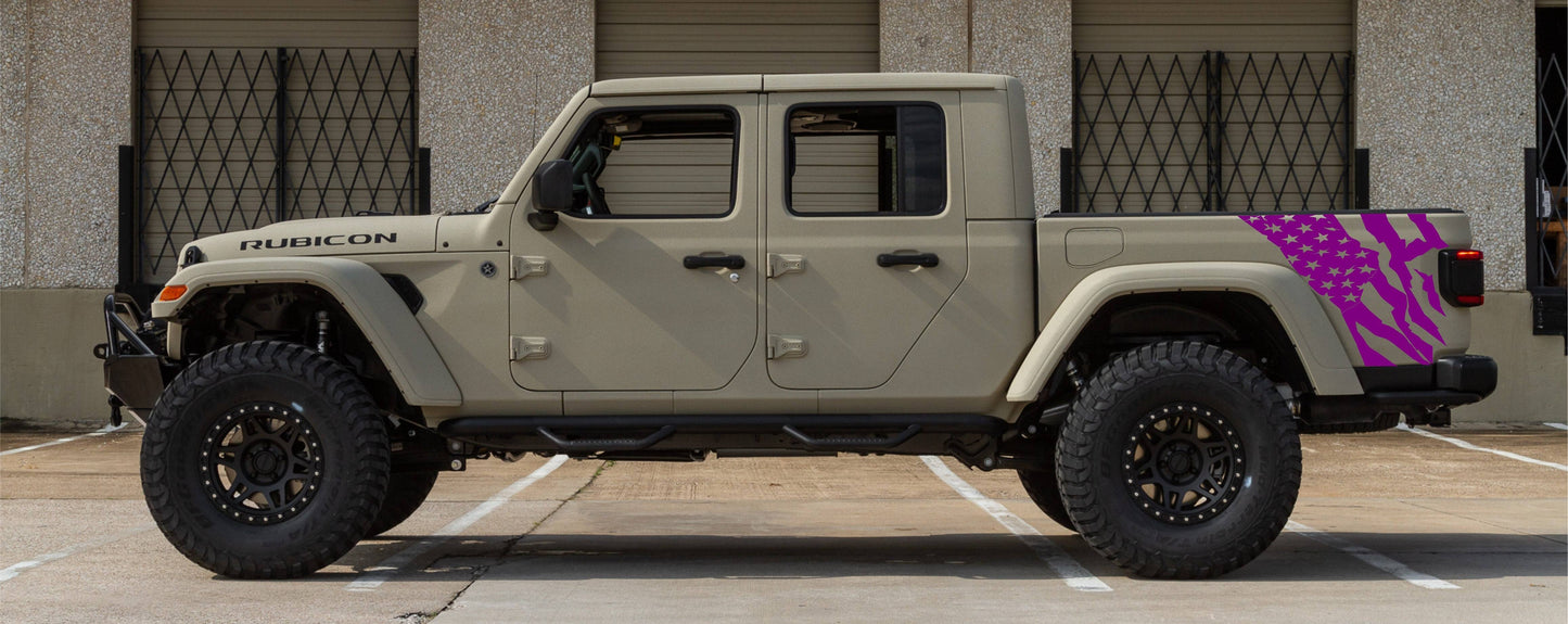 Jeep Gladiator Decal Gladiator Truck Bed Distressed American Flag Decal Stickers