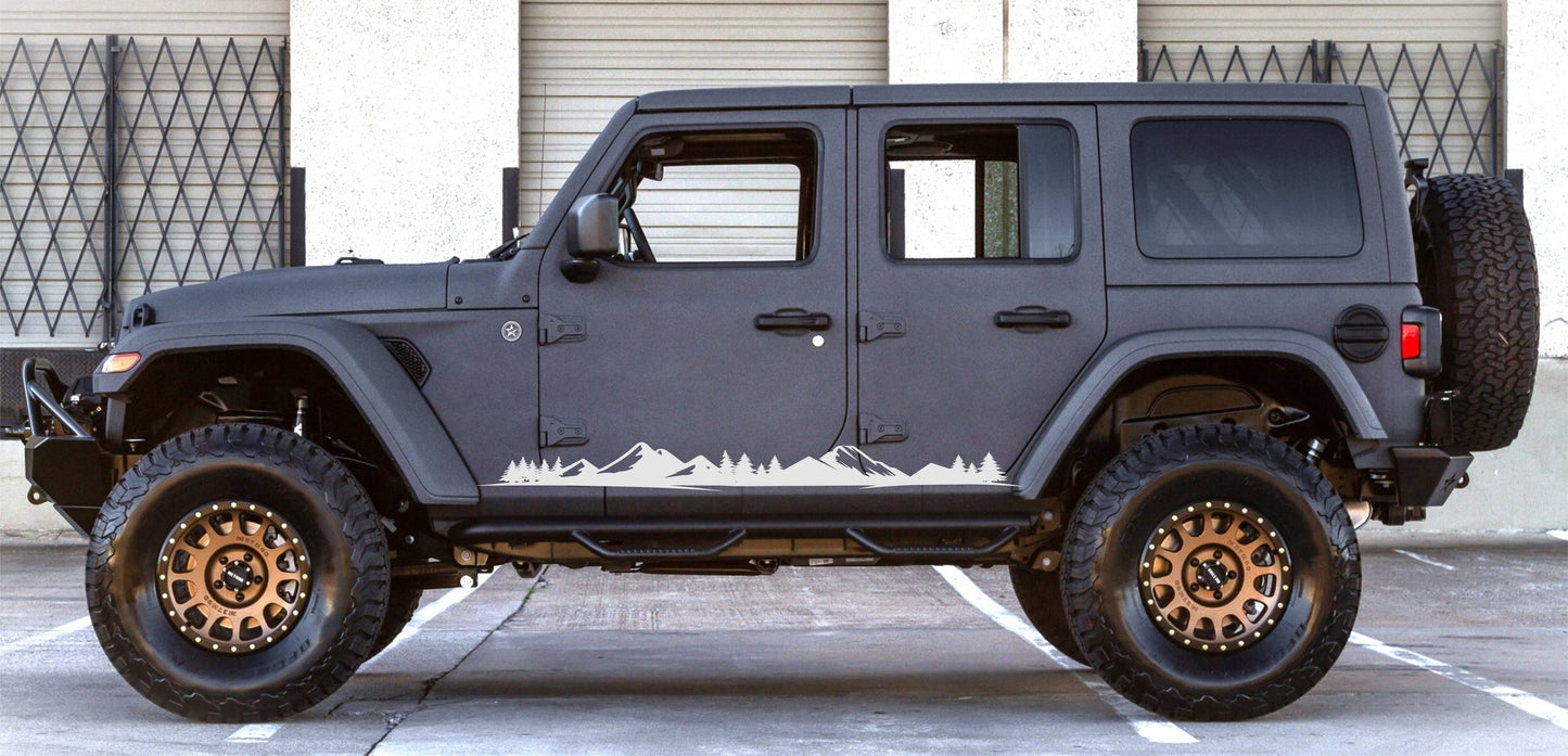 mountain silhouette decals for jeep wrangler jk, jl 4-door