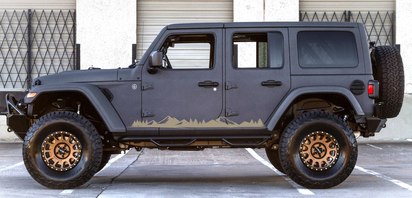 mountain silhouette decals for jeep wrangler jk, jl 4-door