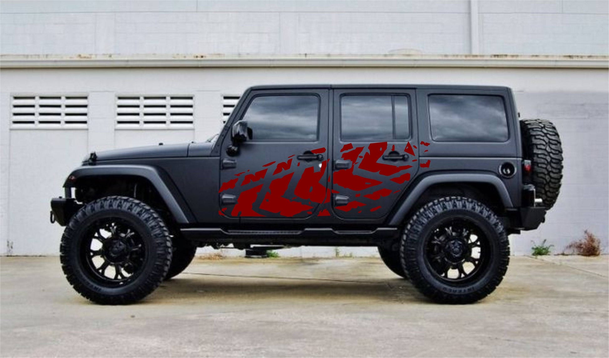 SET OF TIRE TRACKS VINYL DECAL FOR JEEP WRANGLER 4-DOOR JK 2007-2017
