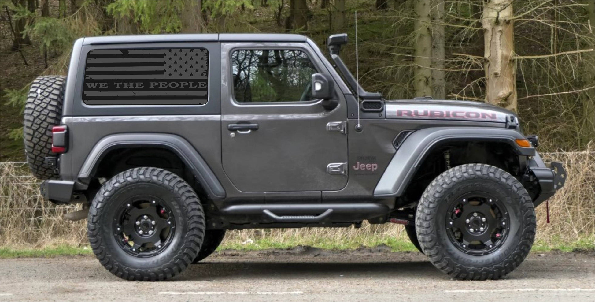 "We The People" Distressed American Flag Decals for Jeep Wrangler JL JK 2-Door 4-door Rear Side Windows