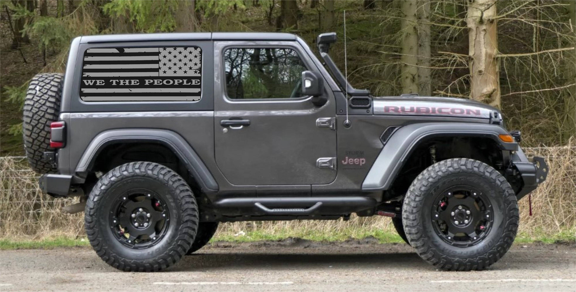 "We The People" Distressed American Flag Decals for Jeep Wrangler JL JK 2-Door 4-door Rear Side Windows