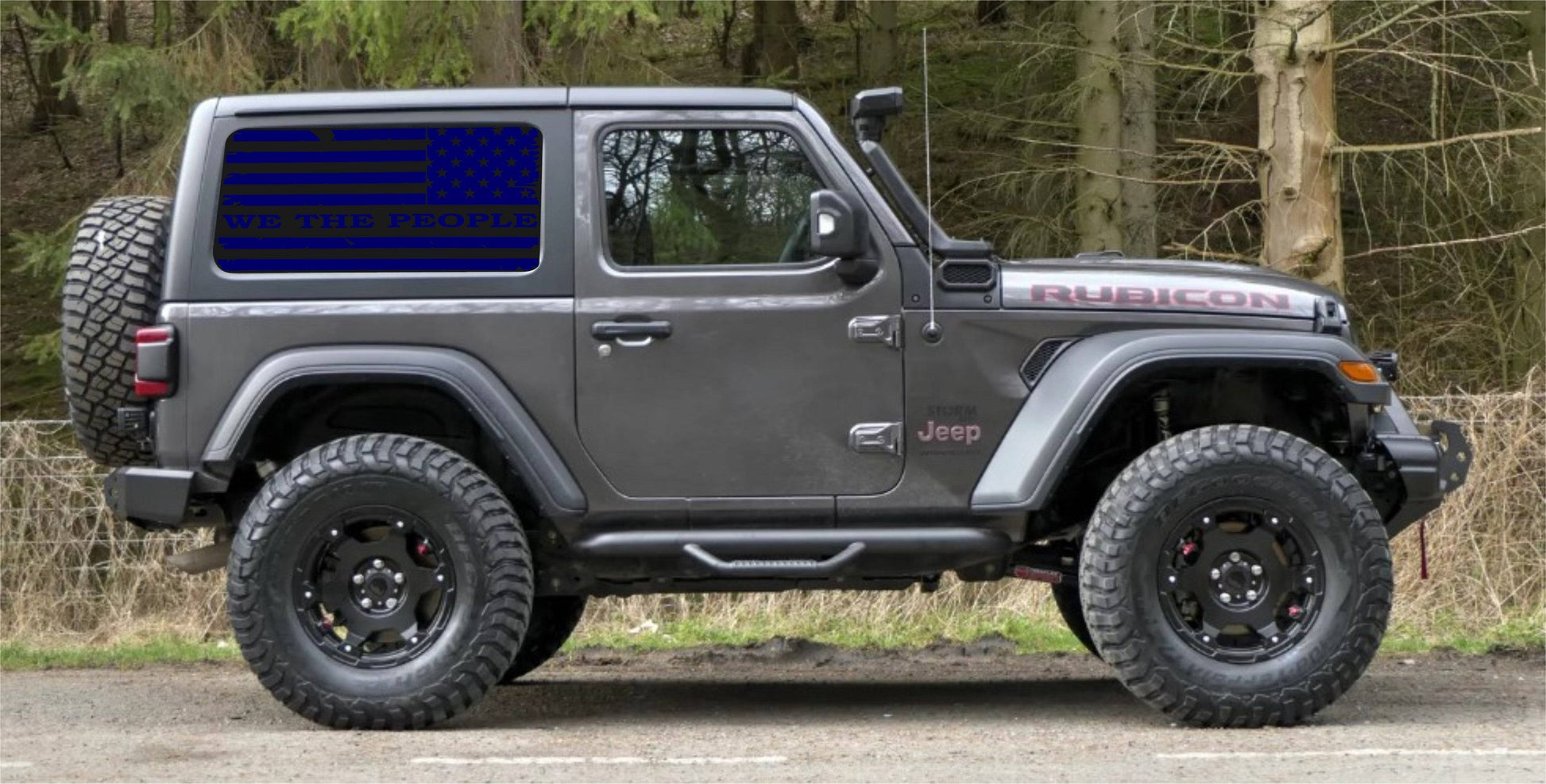 "We The People" Distressed American Flag Decals for Jeep Wrangler JL JK 2-Door 4-door Rear Side Windows