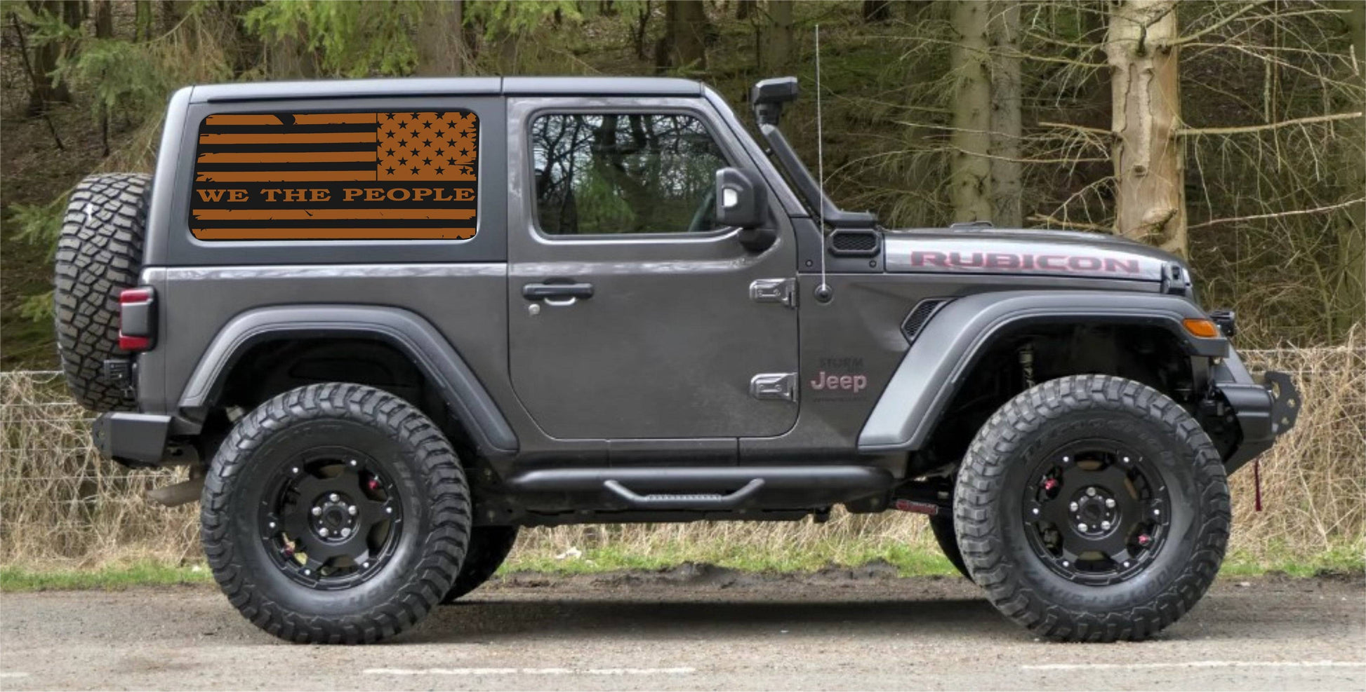 "We The People" Distressed American Flag Decals for Jeep Wrangler JL JK 2-Door 4-door Rear Side Windows