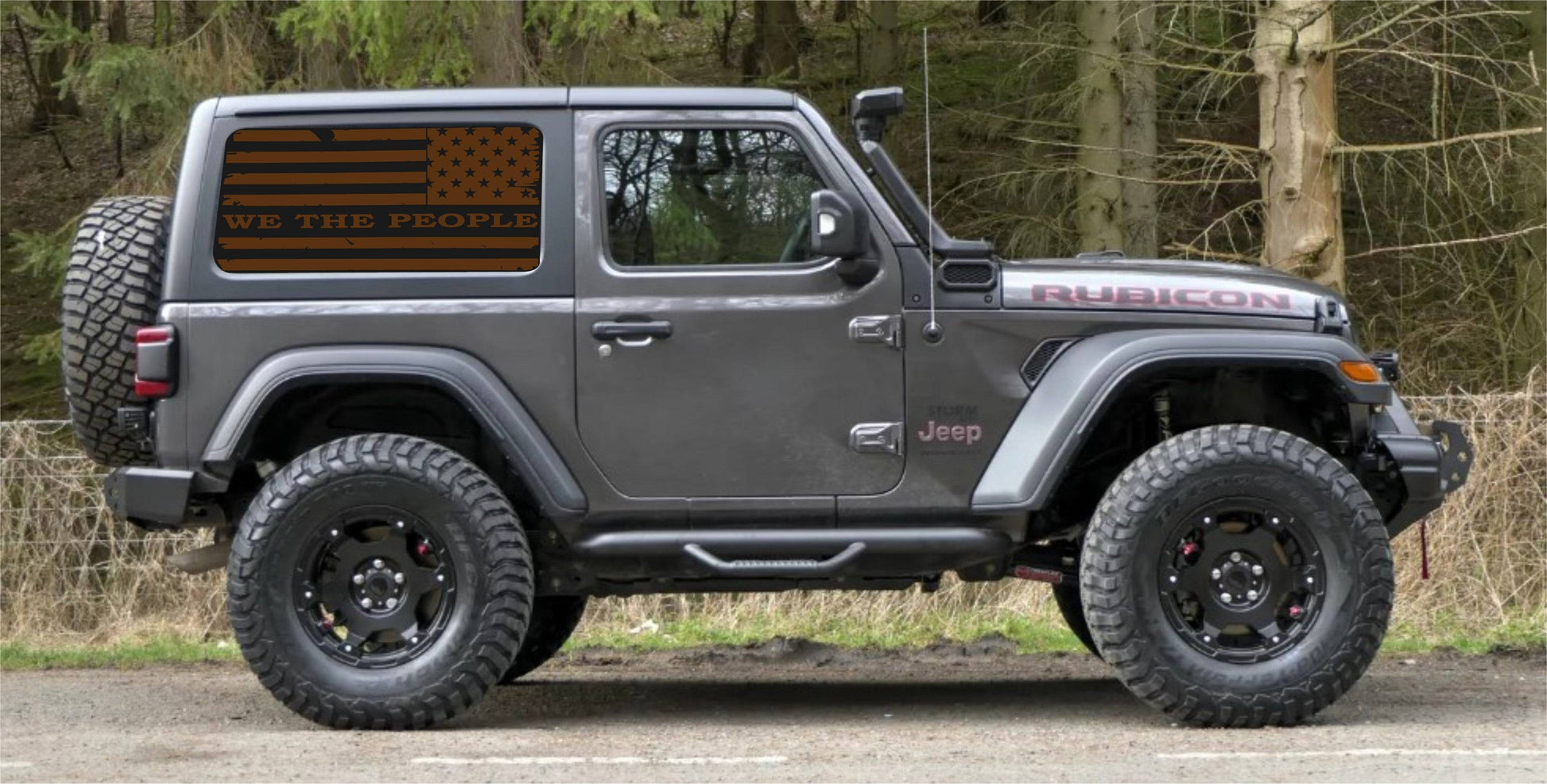 "We The People" Distressed American Flag Decals for Jeep Wrangler JL JK 2-Door 4-door Rear Side Windows