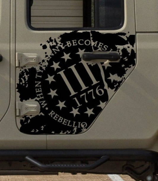 when tyranny becomes law rebellion becomes duty patriotic decal car stickers